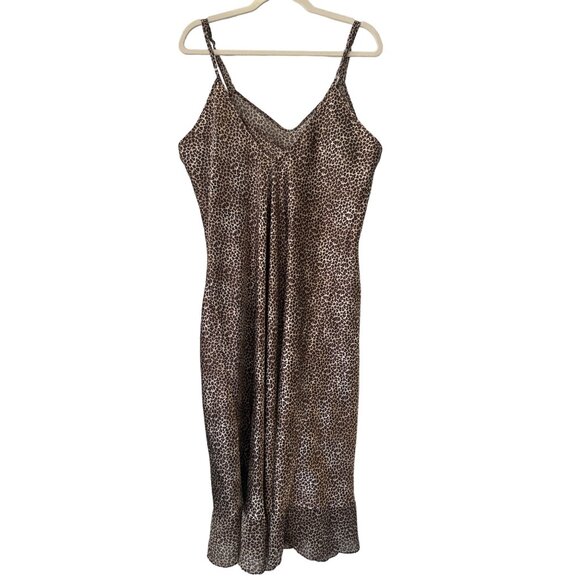 True Beauty By Emme Leopard Print Slip Nightgown Womens 1X Brown Lounge Intimate - Picture 2 of 8